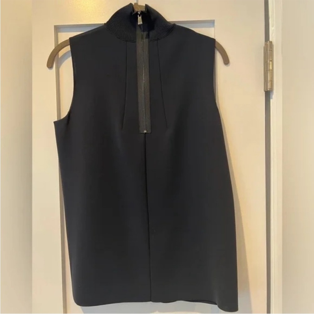 Navy Vince Turtle Neck Sleeveless Paneled Blouse [Extra Small / XS] - Picture 3 of 4